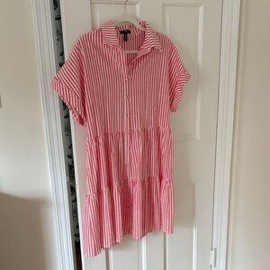 Aqua Coral and White Striped Dress